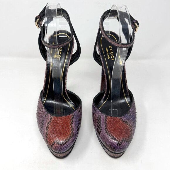 Gucci Platform Heels Python Purple Size 38 Runway Exotic Leather Stiletto - Picture 3 of 11